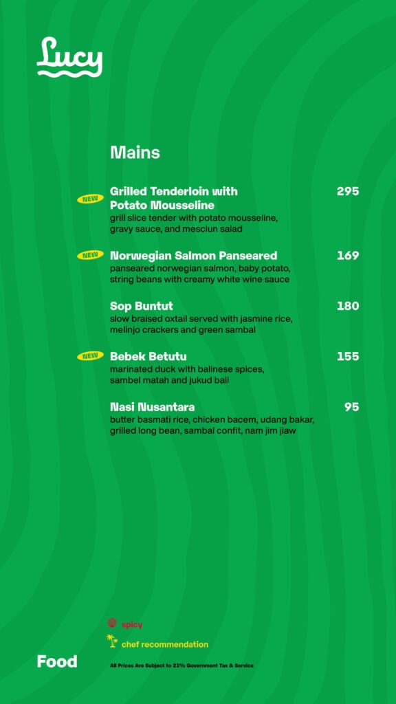 Lucy In The Sky Spark Menu Pricelist