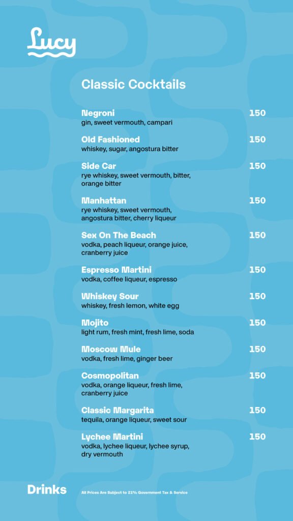 Lucy In The Sky Spark Menu Pricelist