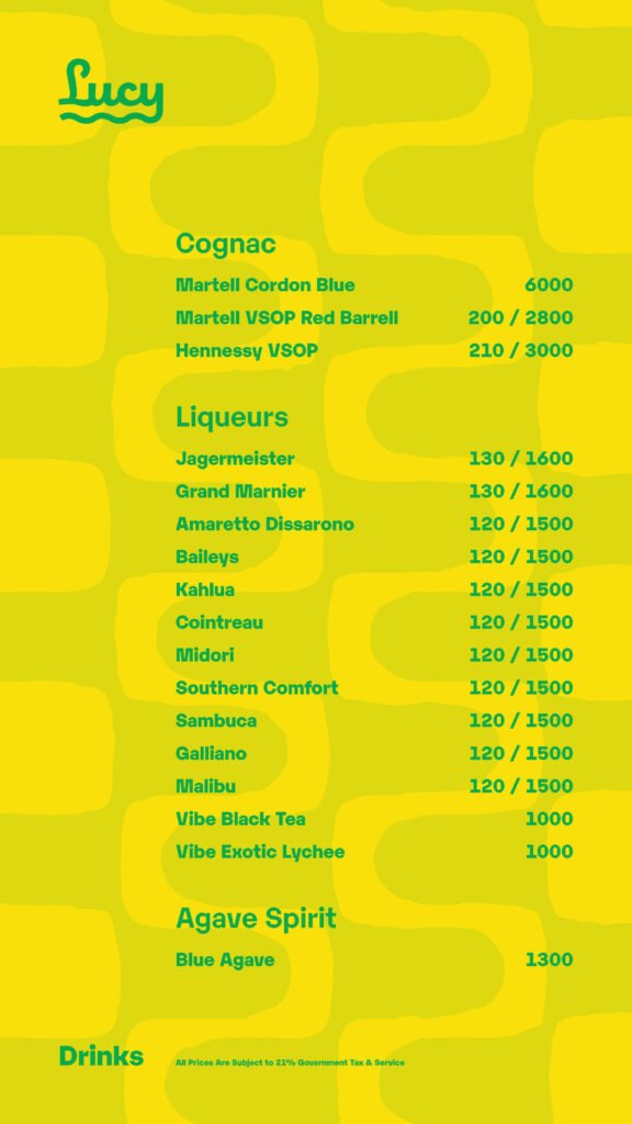 Lucy In The Sky Spark Menu Pricelist