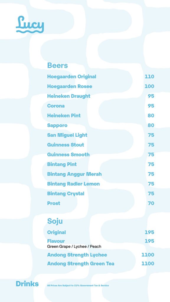 Lucy In The Sky Spark Menu Pricelist