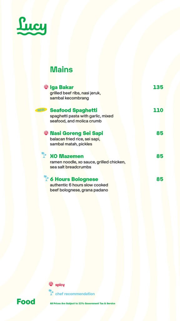 Lucy In The Sky Spark Menu Pricelist