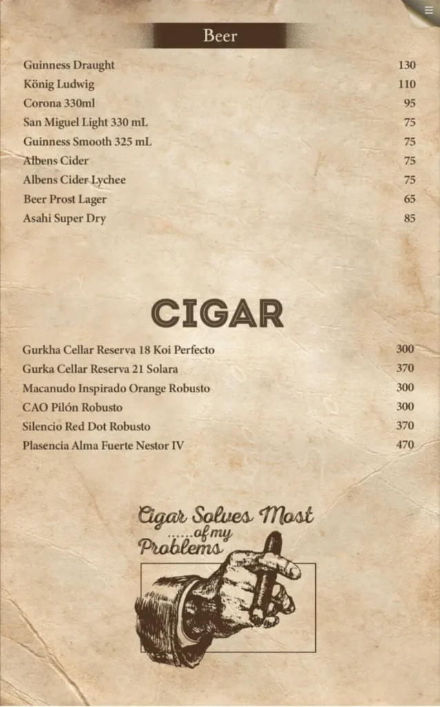 the brotherhood gunawarman jakarta menu