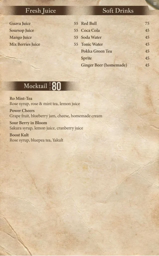 the brotherhood gunawarman jakarta menu
