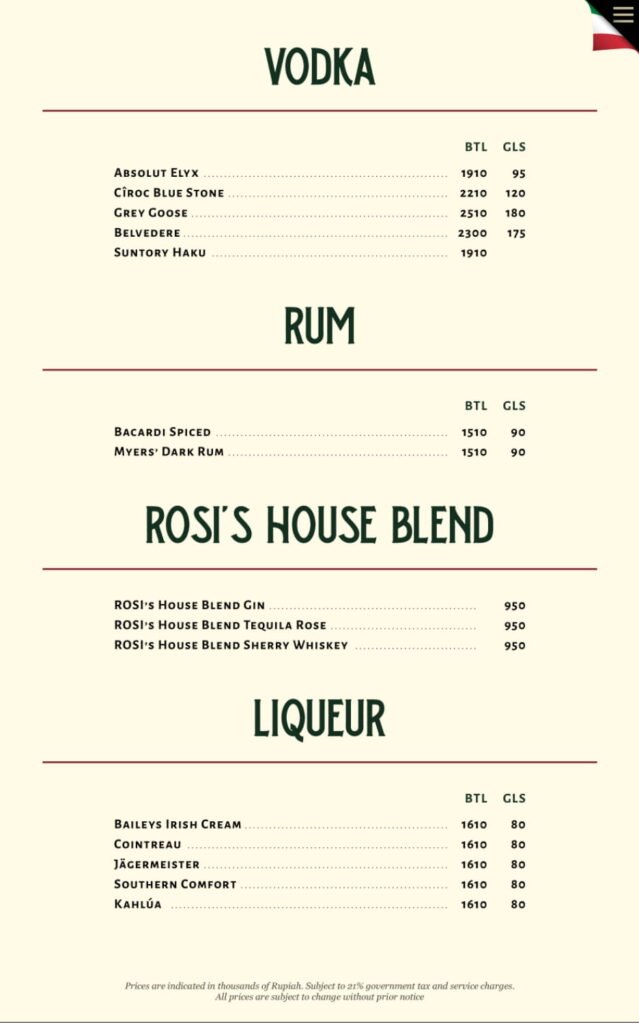 rosi senopati menu